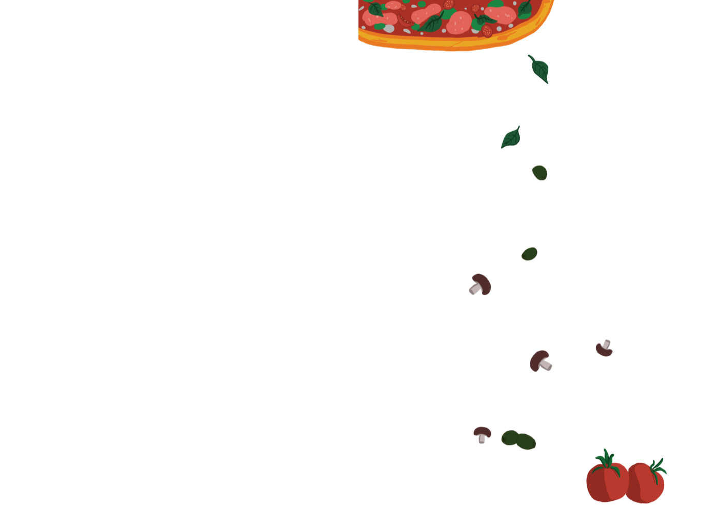 Ručni pizza elementi i povrće